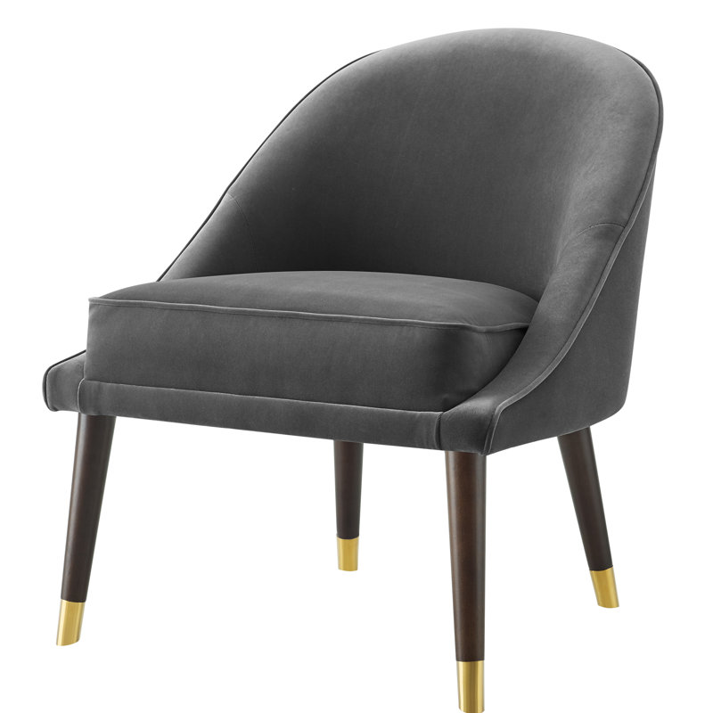 Hollhurst Velvet Side Chair, Charcoal Velvet