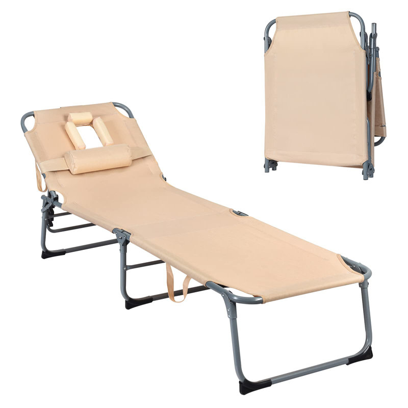 Atilio Reclining Single Chaise with Cushions, Beige