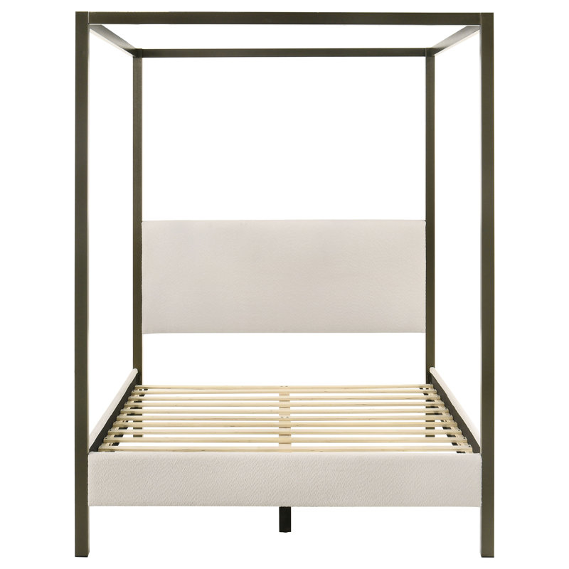 Tibold Upholstered Queen Canopy Bed Vanilla, Queen