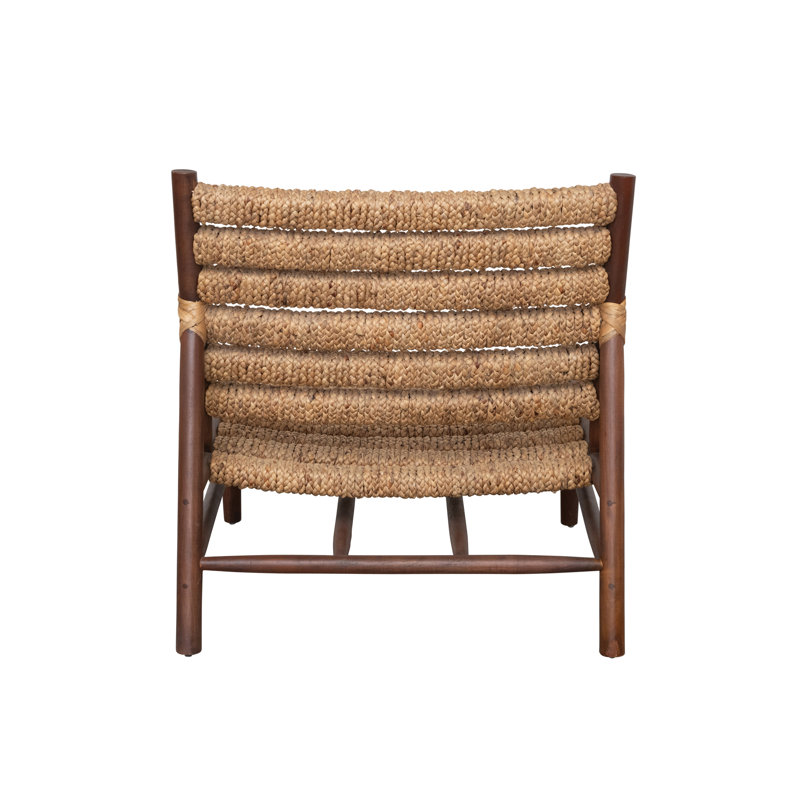 Mahogany Wood and Handwoven Water Hyacinth Chair
