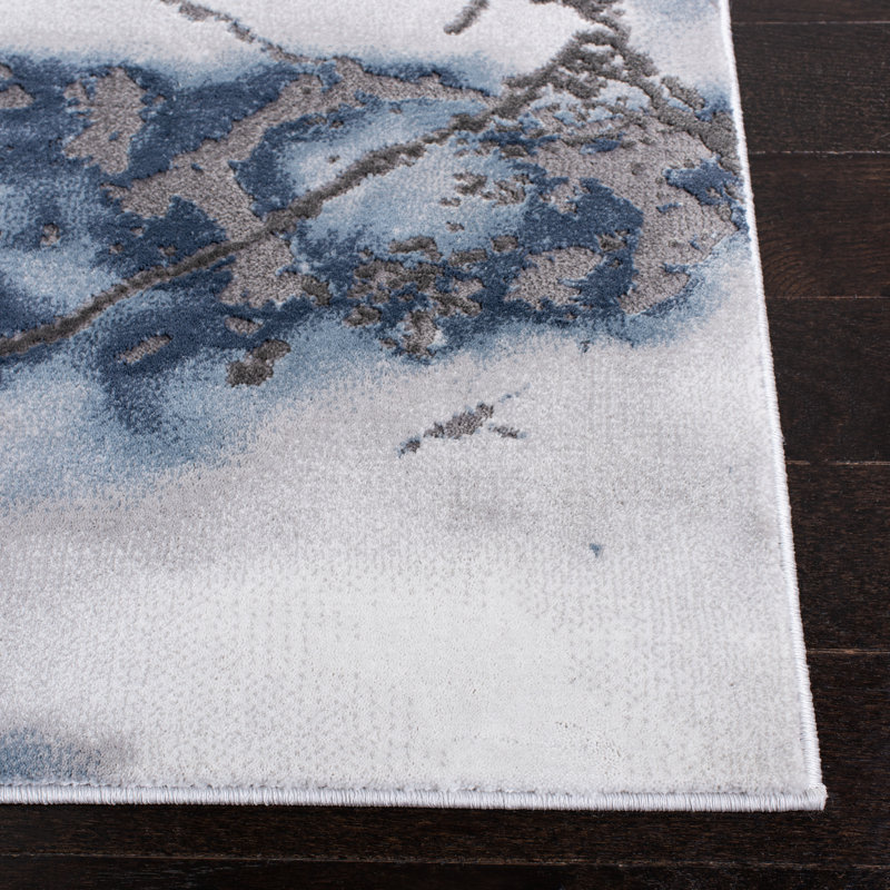 John-Paul Craft Performance Abstract Rug, Rectangle 6'7" x 9', Gray/Blue