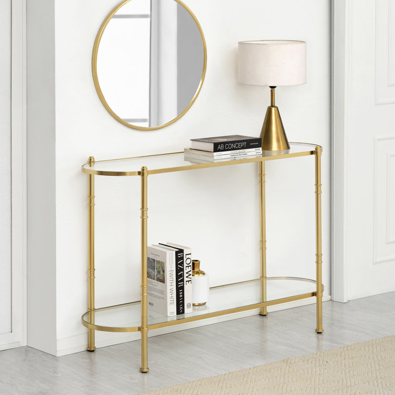 Tamsin 48" Tempered Glass and Metal 2-Tier Console Table