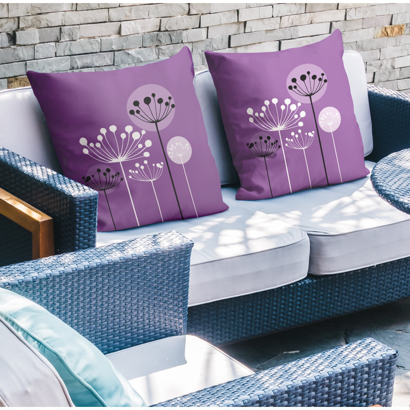 Housse et insert de coussin décoratif intérieur / extérieur en mélange de polyester, L 17 po x H 17 po, Mauve