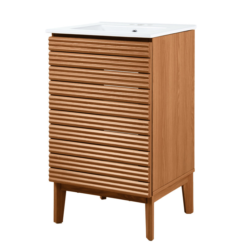 Ensemble de meuble-lavabo simple 20 po Calandre, Brun