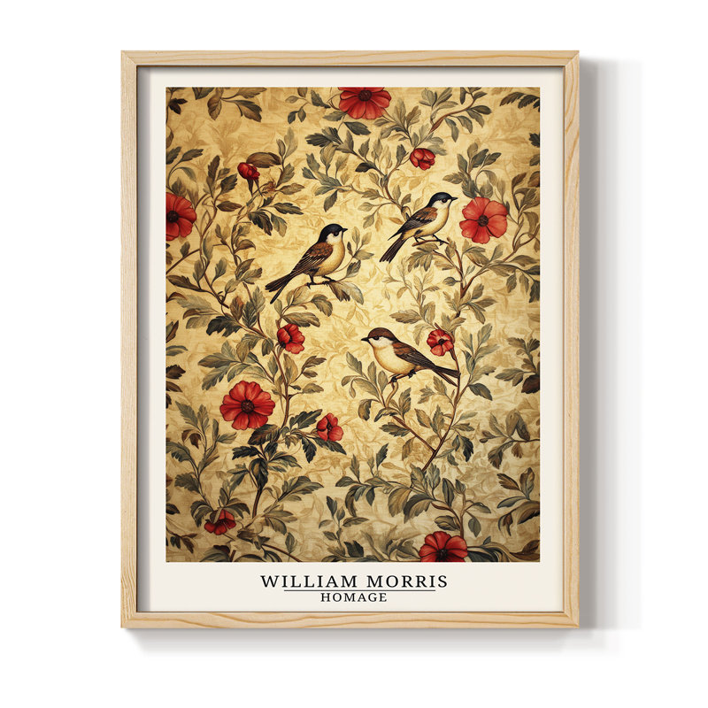 Imprimé encadré en bois massif de la série CL XXXVII de Wm Morris, Naturel, H 15 po x l 12 po