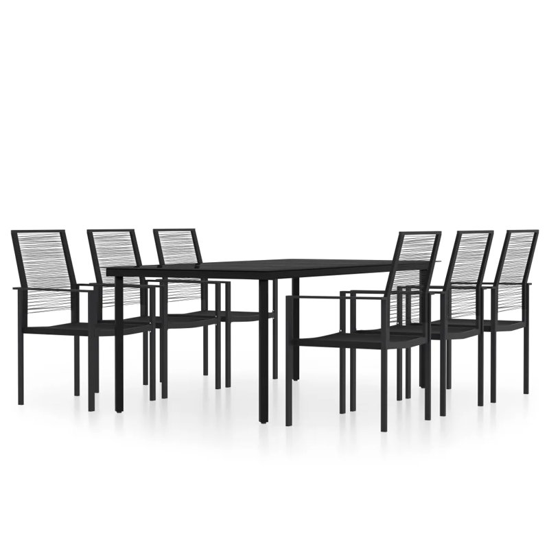 Guareno 6 - Person Wicker Patio Dining Set with Rectangular Table, 74cm H x 200cm W x 100cm D