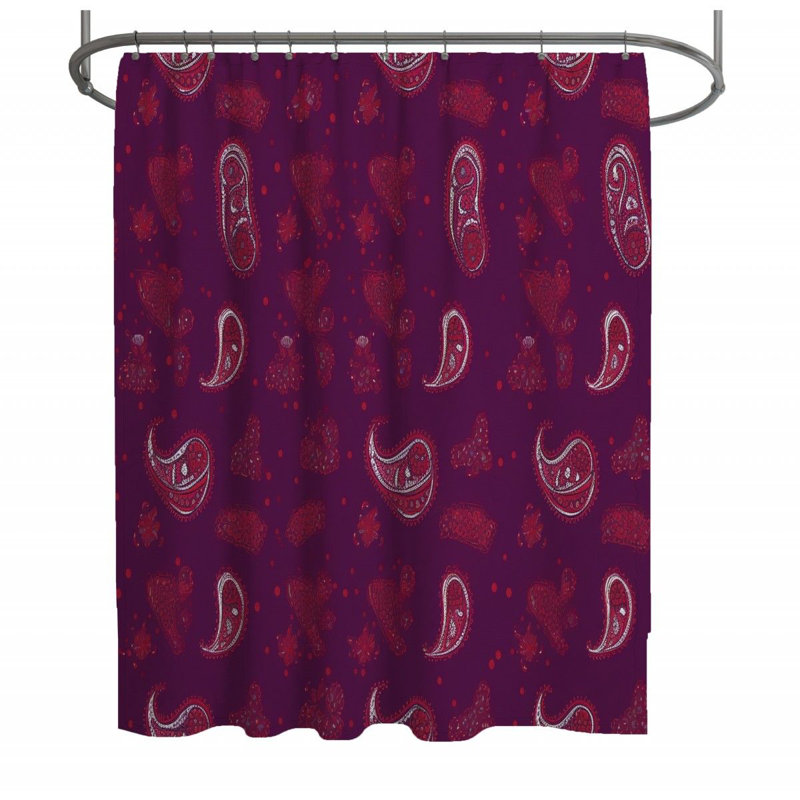 Rideau de douche à motif cachemire - Décoration de salle de bain abstraite, H 73 po x l 70 po