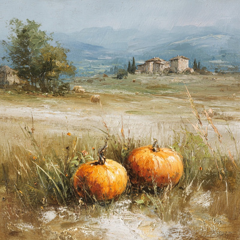 «Rustic Pumpkins» par Path, art mural sur toile tendue
