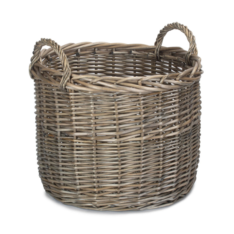Edinburgh Wicker Log Carrier, 34cm H x 42cm W x 42cm D, Brown/Grey