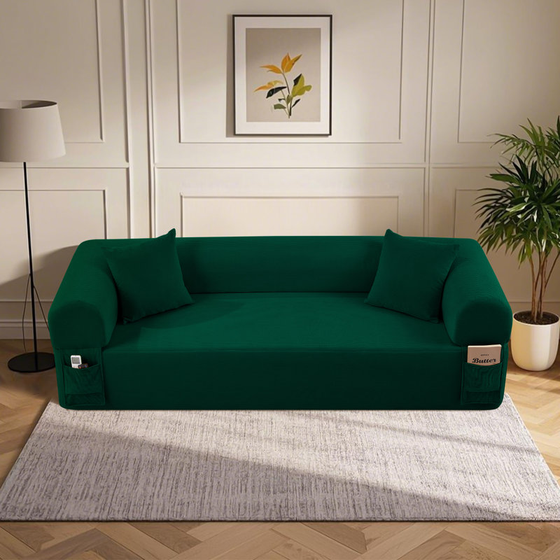 Boneless Floor Sofa Sofa-in-a-Box, No Installation & Easy to Transport Memory Foam With Individual Pocket Springs Seat Comfy Sofa Couch with 2 Matching Pillows, Couch for Living Room or Bedroom