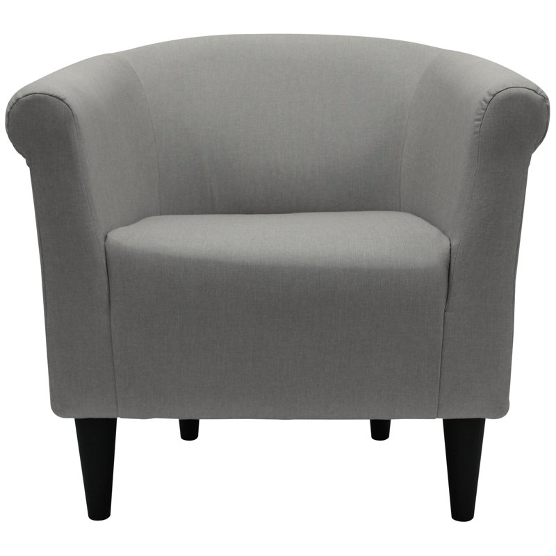 Liam Upholstered Barrel Chair, Jitterbug Oatmeal Performance Basketweave