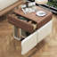 Modern Wood Nightstand With Walnut Veneer And Stainless Steel Leg-474520137