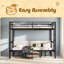 Twin XL Over Twin XL Size Pull-Out Metal Bunk Bed, Lower Bunk Can Be Pulled Out In Three Sections, Top Bunk Equipped With Safety Rails