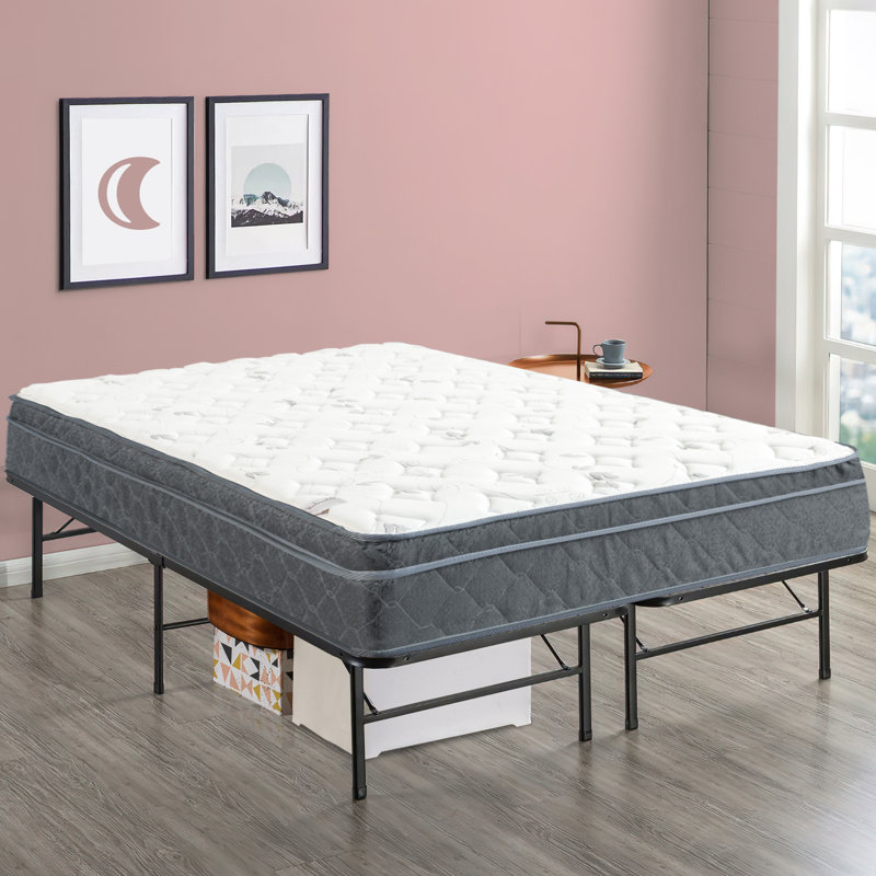 Zilwaukee 12" Medium Firm EuroTop Pocket Coil Hybrid Mattress, For the Best Sleep, With 14" Metal Platform Bed, King