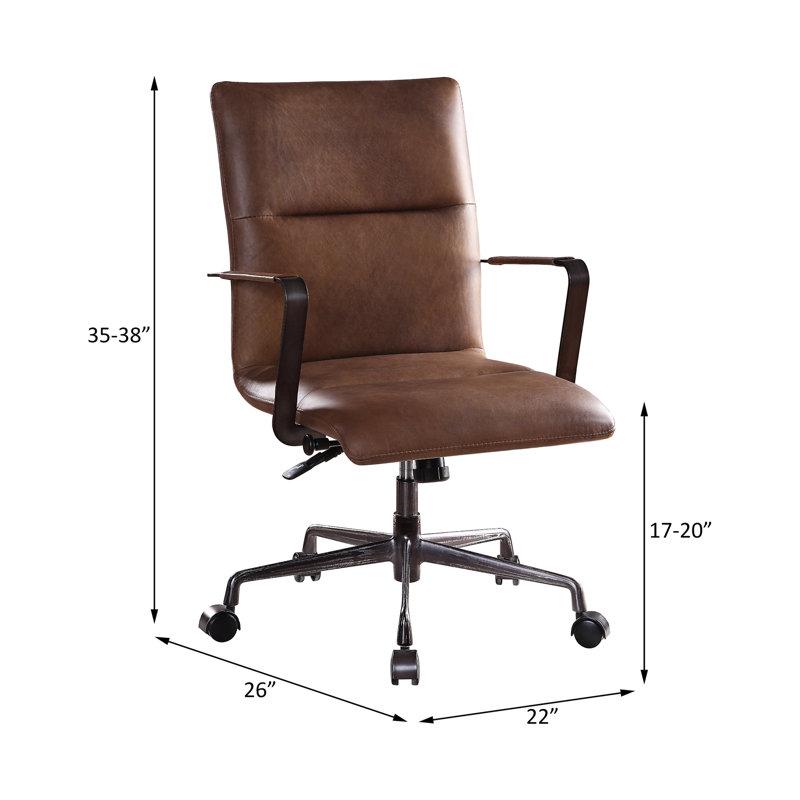 Indra Vintage Chocolate Top Grain Leather Office Chair