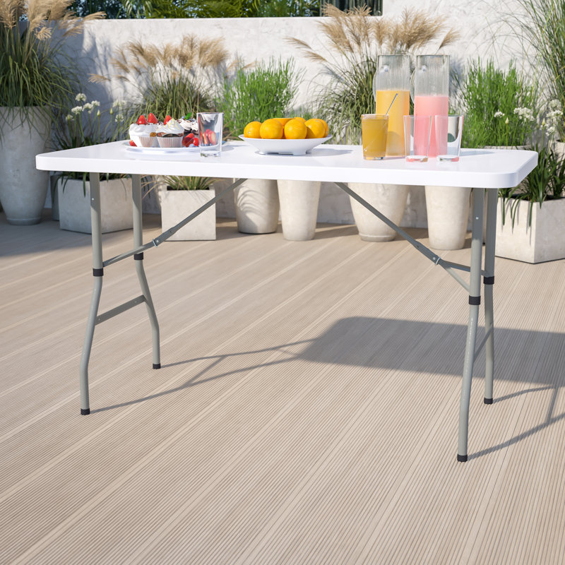 Adjustable Gray Metal Frame White Plastic Folding Table