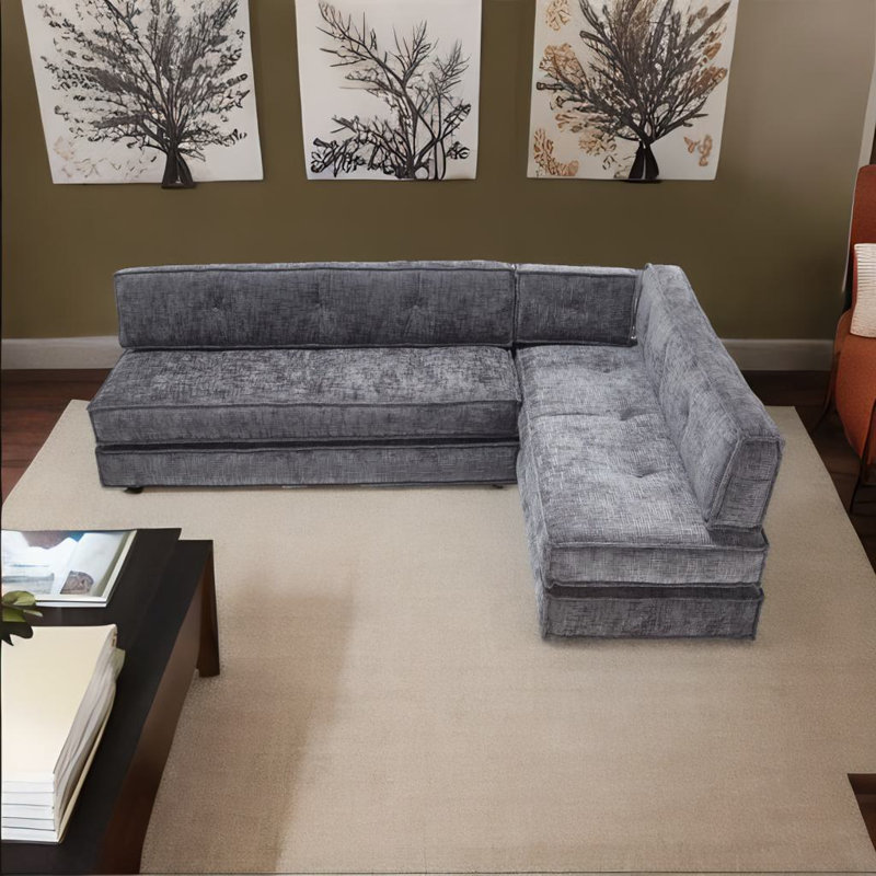 Canapé modulaire en chenille, Gris