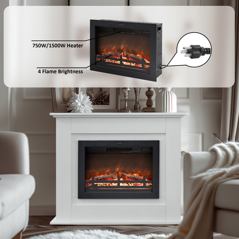 41" Mantel with Electric Fireplace,White