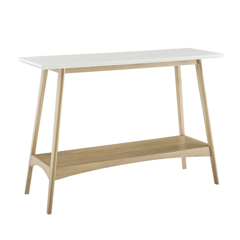 Mid-Century Console - Solid Wood Frame, Top & Extra Shelf Space All Storage, Natural