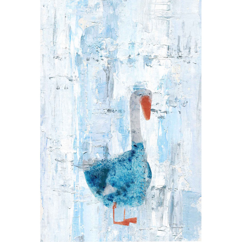 Blue and White Canvas Duck Painting Print, 18" x 12"