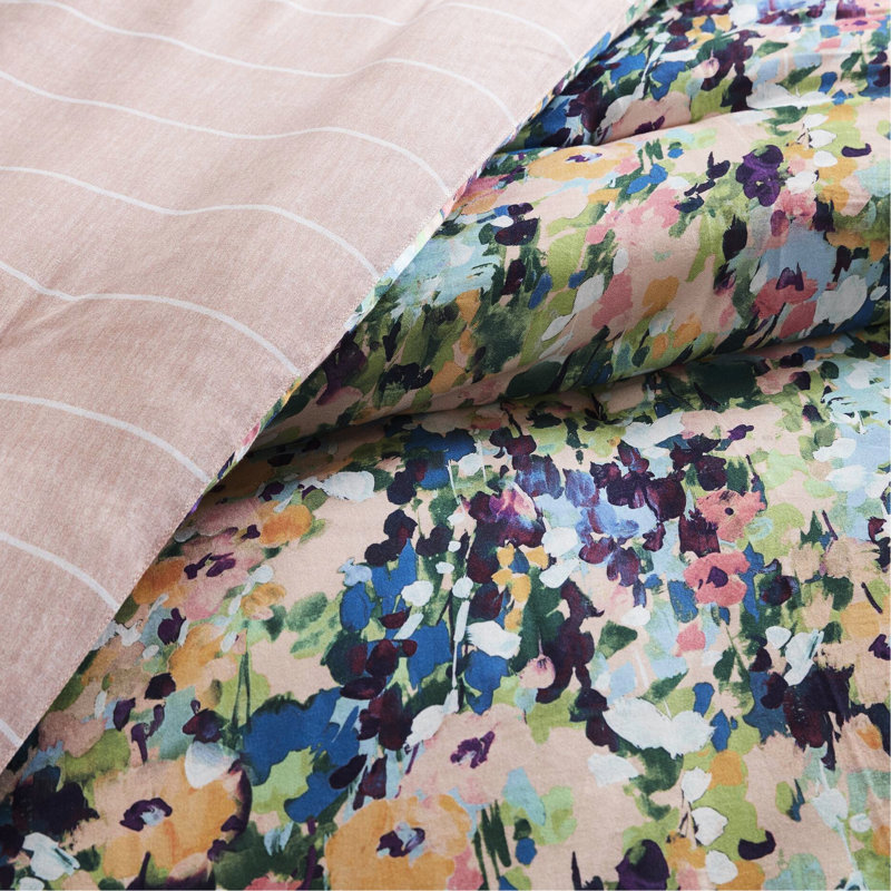 Édredon très grand 8 pièces avec imprimé floral éclatant, envers et structure brossés doux, impression, détails du revers, caractéristique du design