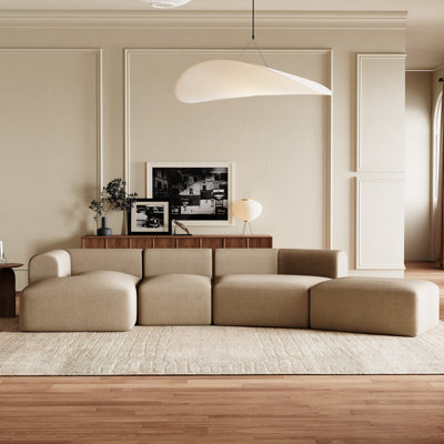 Canapé modulaire surdimensionné en velours côtelé de 158,3 po à quatre pièces sans assemblage