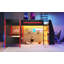 Lit superposé en L avec lit mezzanine pour lit simple, bureau intégré, tablettes et DEL
