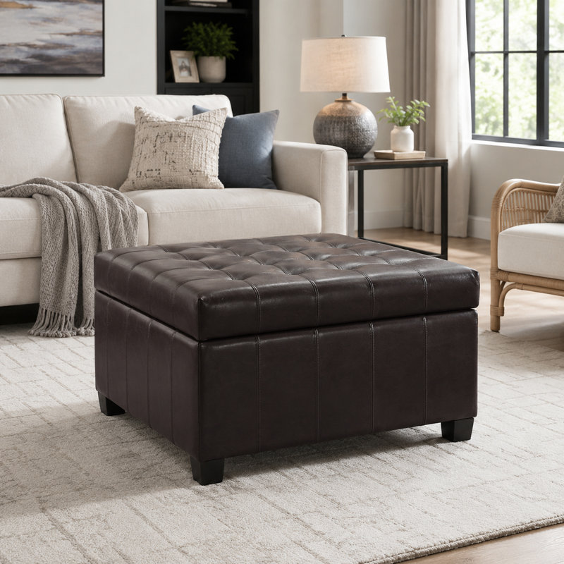 Quilted Cushion Multi-Function Storage Stool, Brown