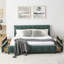 Grand lit tapissier, cadre de lit rembourré confortable, tissu chenille, avec tête de lit et cadre de lit solide. Avec tiroir pour le rangement - Vert (88,5 po x 68,5 po x 31 po)-2037101729-2037101728