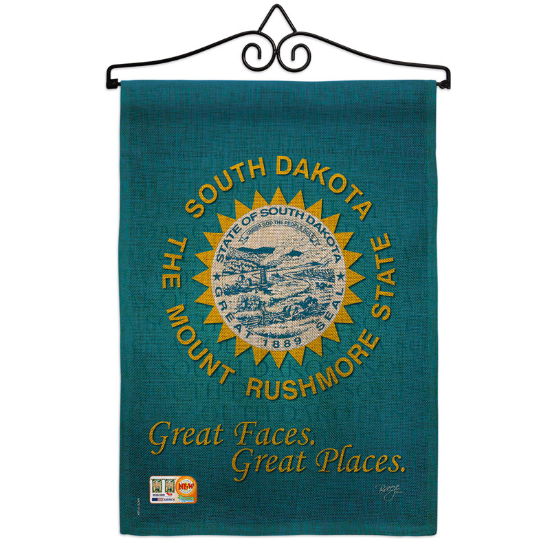 En toile jute 2 côtés 19 x 13 po south dakota drapeau de jardin