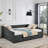 Queen Size Daybed With Drawers Upholstered Tufted Sofa Bed,,With Button On Back And Copper Nail On Waved Shape Arms, Grey (84.5"X63.5"X26.5")