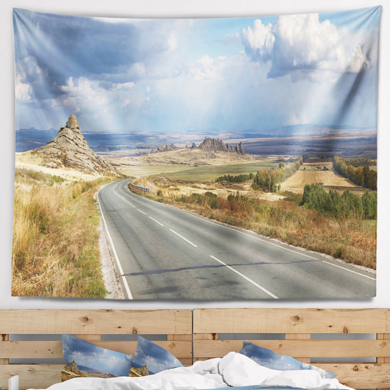 Tapisserie panorama en polyester à l’intérieur de l’est du kazakhstan avec accessoires suspendus inclus, H 78 po x l 92 po