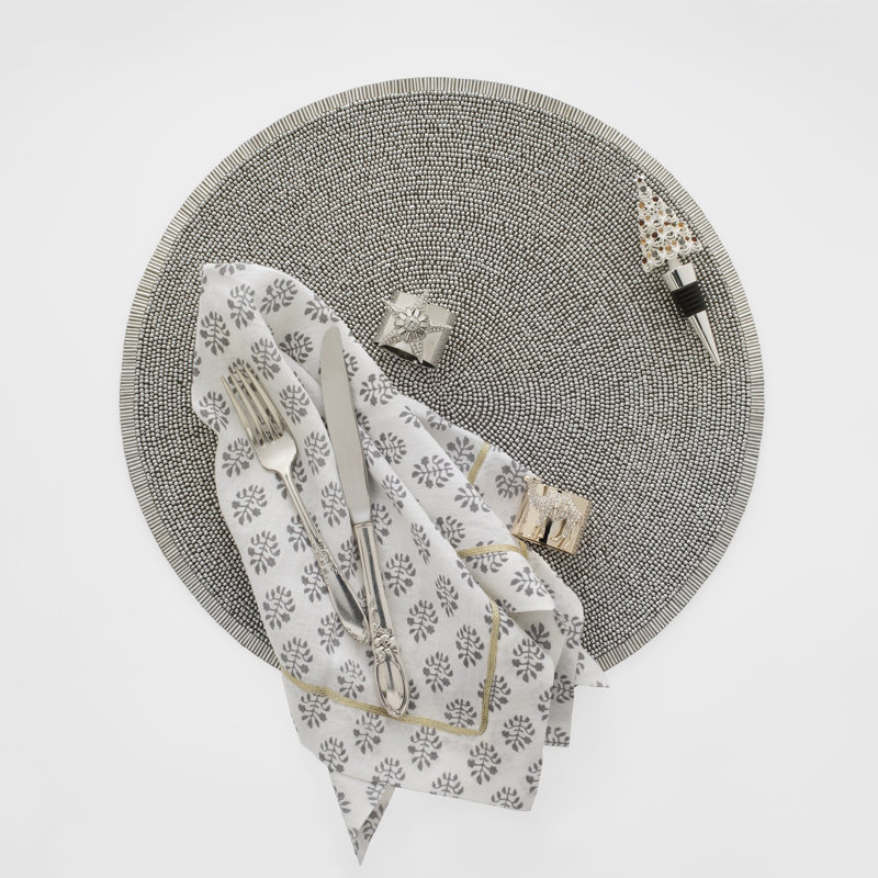 Cotton Round Beaded Placemat
