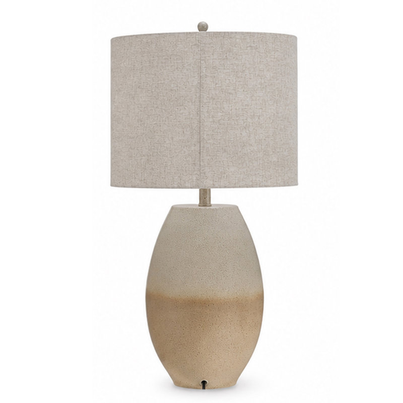 Lampe de table Jaya, abat-jour cylindrique rigide, base crème et beige, 28 po