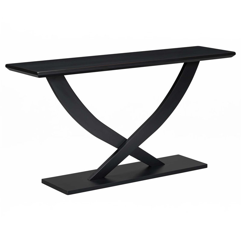 Console 57 po rustique moderne avec pieds croisés, Noir