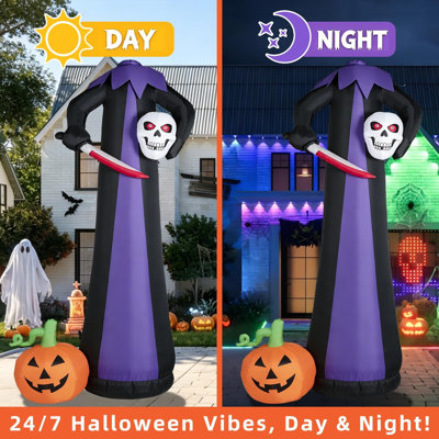 10FT Halloween Inflatables Outdoor, Giant Headless Blow Up Yard Decor | Halloween Inflatables Decoration, Giant Skeleton Blow Up Yard with Bright LED Lights, Scary Animated Party Prop for Lawn