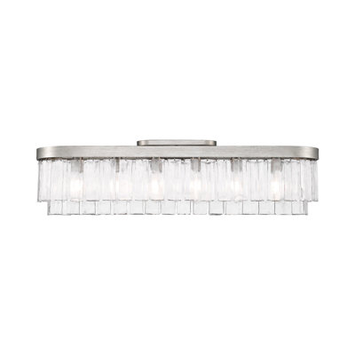 Plafonnier encastré 6 lumières avec verre d'eau martelé Hoisington