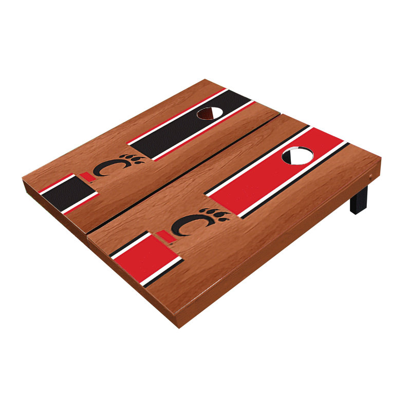 Planches de cornhole à rayures 2 'x 3' NCAA, Bois de rose alternant, Bearcats de Cincinnati
