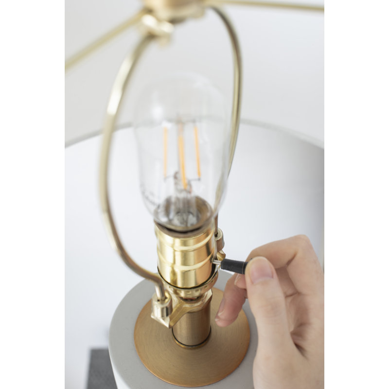 15x15x30" Cement With Metal Table Lamp