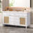60" Natural Modern Bathroom Vanity with SMC Sink, Large Storage Cabinet, Soft-Close Drawers, Rattan Doors, Silver Knobs & 5 Pine Legs-533385576