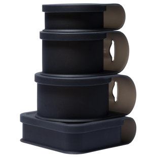 Silipint: Silicone Go Go Bowls: Set Of 4: Smoke - Sizes: 10, 20, 30 oz & Sandwich Size - Unbreakable, Attached Lids