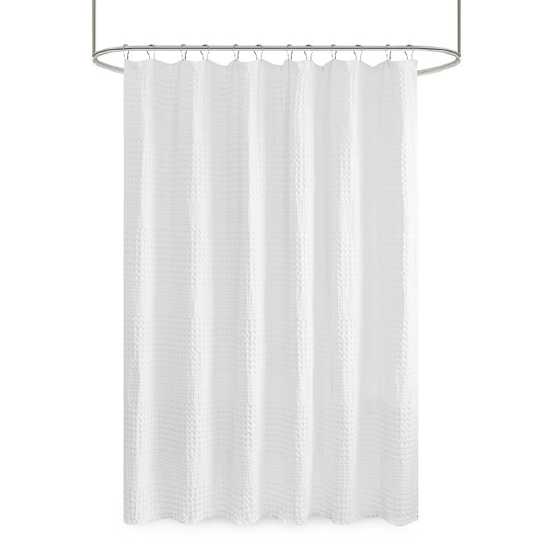 Super Waffle Textured Solid Shower Curtain