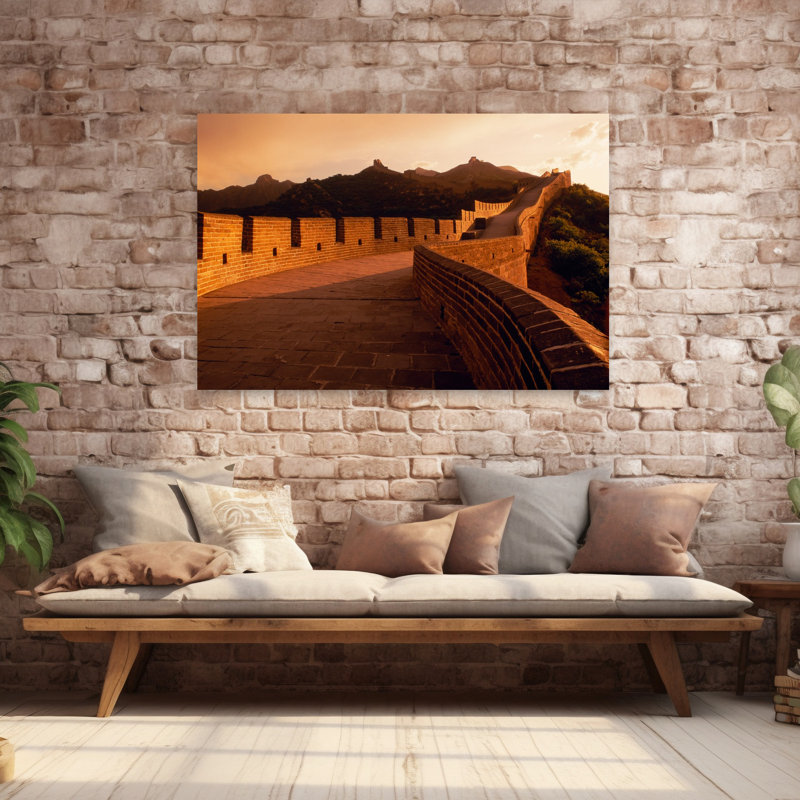 Mur fortifié traversant des montagnes, grande muraille de Chine, Chine, architecture contemporaine abstraite, art du paysage