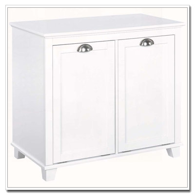 Tilt-Out Laundry Sorter Bathroom Cabinet with Two Compartments