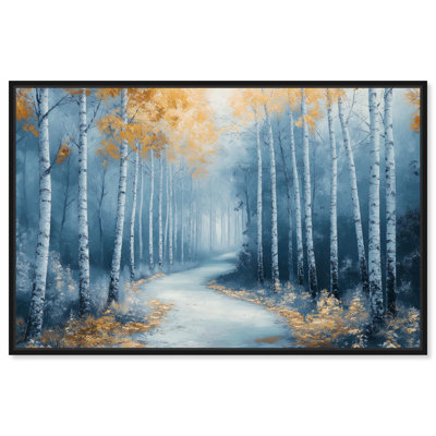 «Birch Serenity», art floral bleu sur toile par Art Remedy