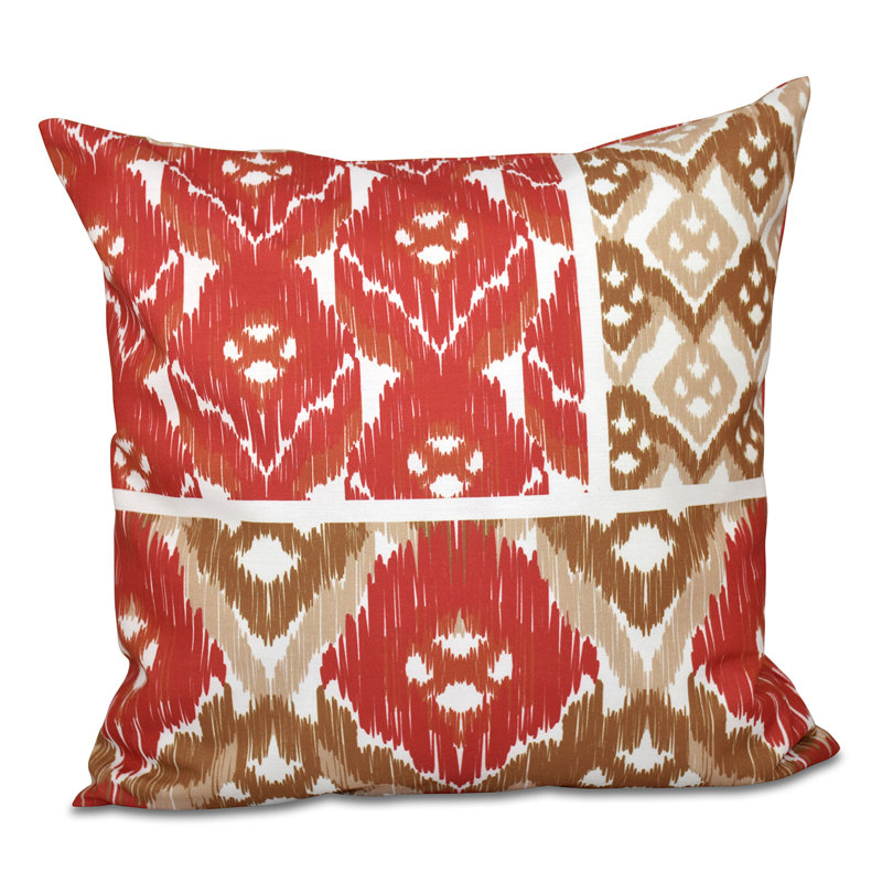 Housse et insert de coussin géométrique carré, H 18 po x l 18 po, Corail
