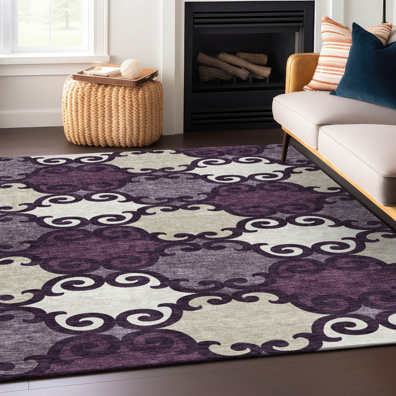 Malek Indoor/Outdoor Area Rug with Non-Slip Backing, Rectangle 5' x 7'6"