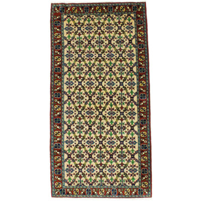 3x7 Beige and Rust Turkish Traditional Runner