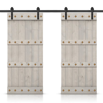 84'' Solid Wood Paneled Painted without Installation Hardware Kit Barn Door