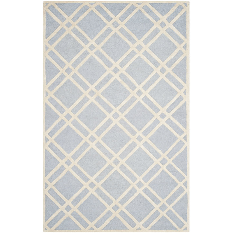 Deedgra Hand Tufted Wool Geometric Rug, Rectangle 4' x 6'